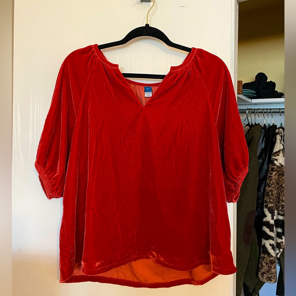 Old Navy Short Sleeve Red Velvet Top